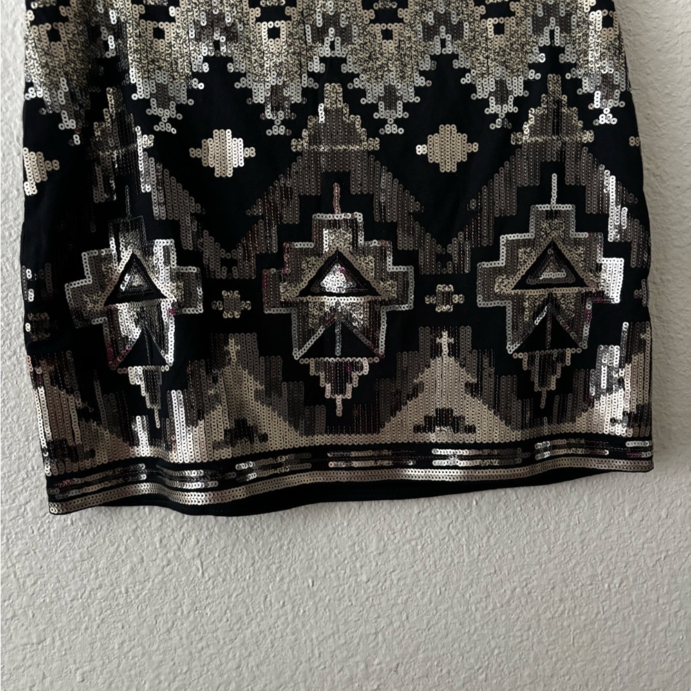 Express Black and Silver Sequin Skirt